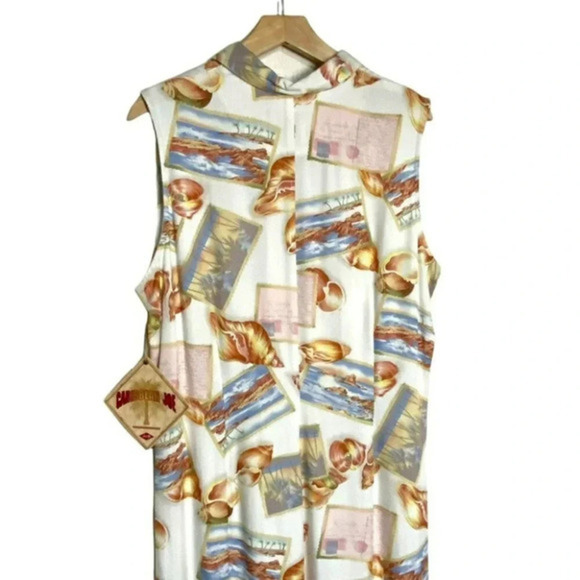 Caribbean Joe XL seashell shadow Hawaiian maxi sleeveless dress NEW‎ - Picture 6 of 7